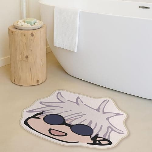 Allenjoy 31" x 25.3" Cool Hero Face Bathroom Rugs Spiky White Hair Mat Bathmat Rug Non Slip Washable thumbnail 3