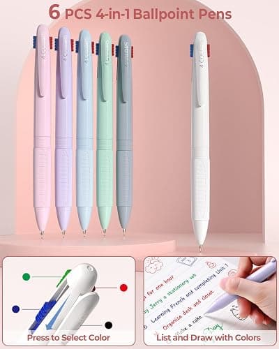Four Candies 56 PCS Aesthetic School Supplies with Cute Pencil Case, 6 Multicolor Pen, 12 Pastel Highlighters, 5 Gel Pens Black Ink, 9 Mechanical Pencils for Student Stationary Set Preppy Stuff (Pink) thumbnail 3