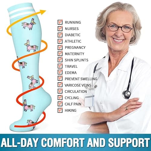 6 Pack Copper Compression Socks for Women and Men Circulation-Best Support for Medical, Running,Nursing,Athletic thumbnail 6