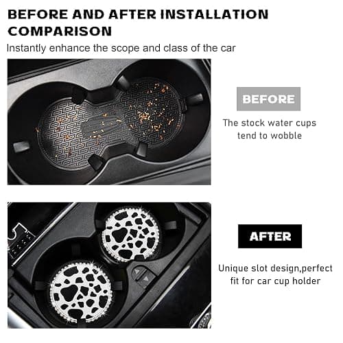 Yourkar 4 PCS Cow Print Car Cup Coaster, 2.75 Inch Anti-Slip Auto Cup Holder Insert Coaster, Anti Slip Bling Cup Mats with Flower Pattern, Universal Interior Car Accessories (Cow Print) thumbnail 4
