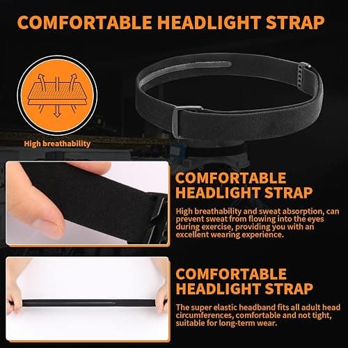 Ahuliao Headlamp Strap Replacement Headband for Black Diamond, Petzl, Princeton Tec, Energizer, Fenix, Pelican, Streamlight Elastic Headlamps 1” Width - 2 Pack thumbnail 6