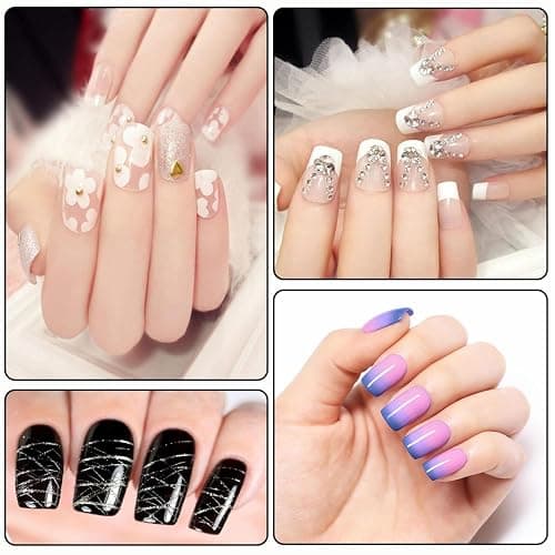 Nail Art Brush 22 Piece Set, 2 Way Acrylic Silicone Engraving Pen Dotting Pen Tools Nail Art Kit, Resin Nail Art Palette, For Nail Art DIY Home Salon Makeup Display Board (White) thumbnail 2