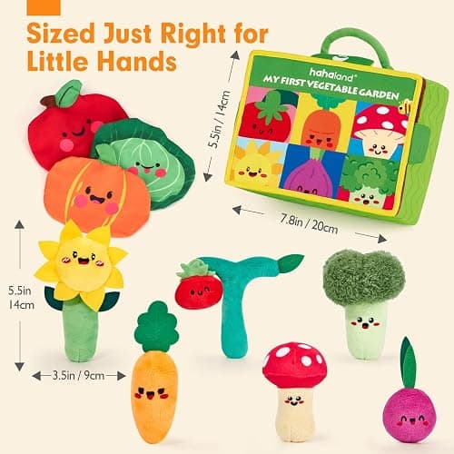 hahaland Baby Toys 6-12 Months - Fruits Vegetables Garden Plant Plush - 6 Month Old Toys Montessori Sensory Toy Carrot Flower with Rattles Mirror Squeaker Textures Crinkle Tissues Christmas Baby Gifts thumbnail 2