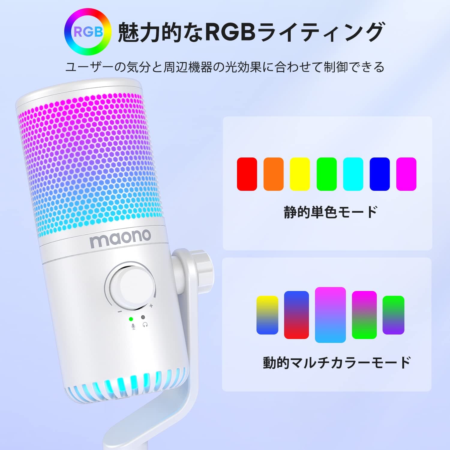 MAONO USB Condenser Microphone, Gaming Microphone, PC Microphone, Dedicated Software, RGB Lighting, Headphone Output Terminal, Single-Directional, Plug & Play, YouTube Skype, Game Commentary, Live thumbnail 4