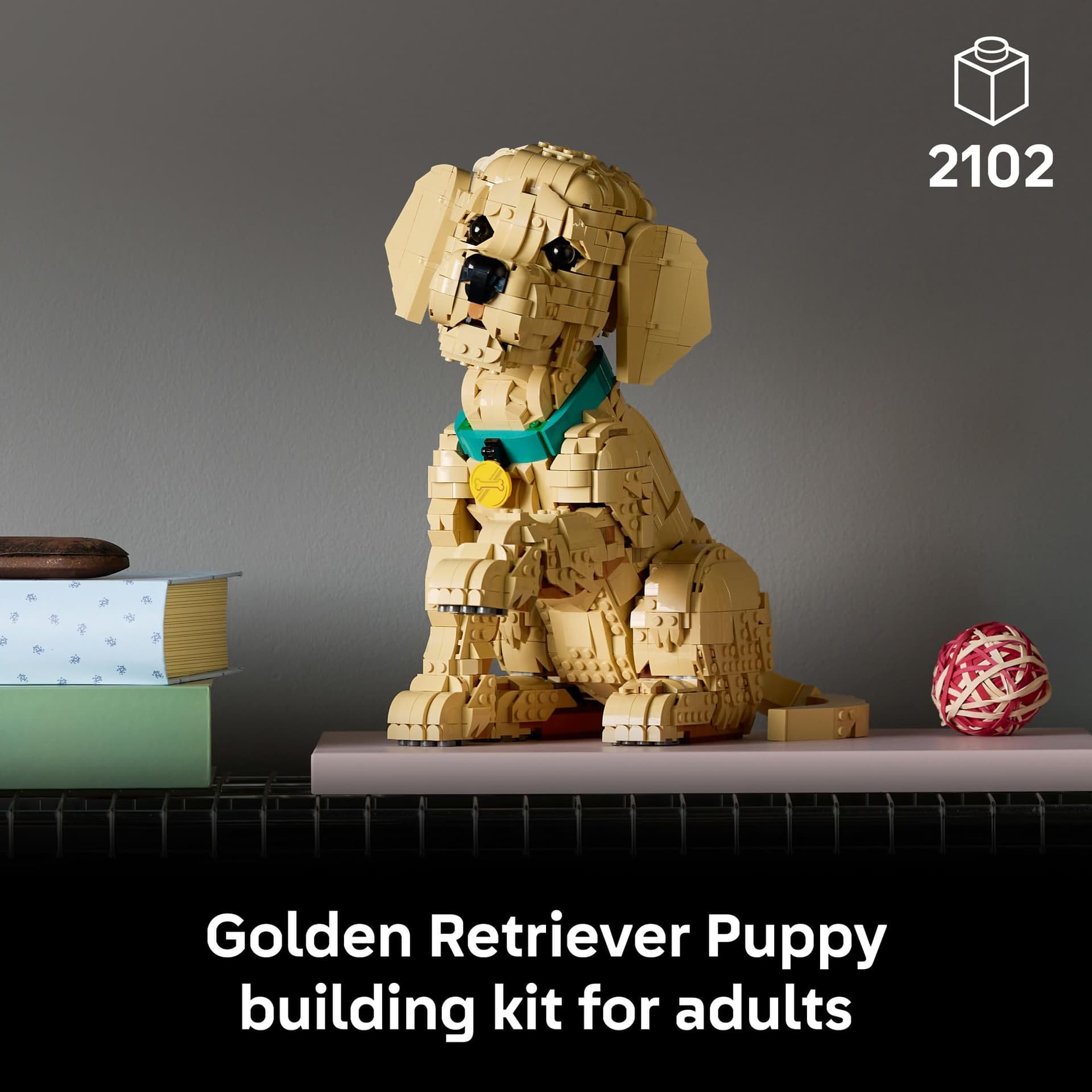 LEGO® Icons Golden Retriever Puppy 11384 Posable Animal Figure - Home Decor Building Set for Adults Collectable Model Building Kit for Dog Lovers Golden Retriever Treat for Birthdays thumbnail 2