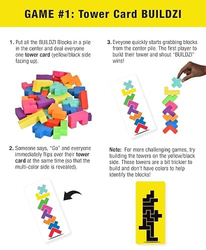 BUILDZI by TENZI - The Fast Stacking Building Block Game for The Whole Family - 2 to 4 Players Ages 6 to 96 - Plus Fun Party Games for up to 8 Players thumbnail 6