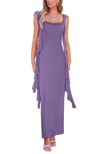 PRETTYGARDEN Women's 2026 Summer Wedding Guest Dress Sleeveless Ruffle Formal Cocktail Party Maxi Bodycon Dresses - Image 1