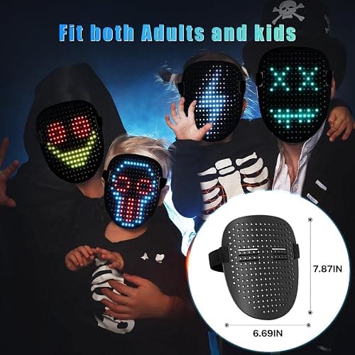 Mr.Pang LED Mask Light up Mask with Gesture Sensing, Cool Face Transforming Mask, Perfect Gifts for Halloween Christmas Birthday Cosplay Party thumbnail 5