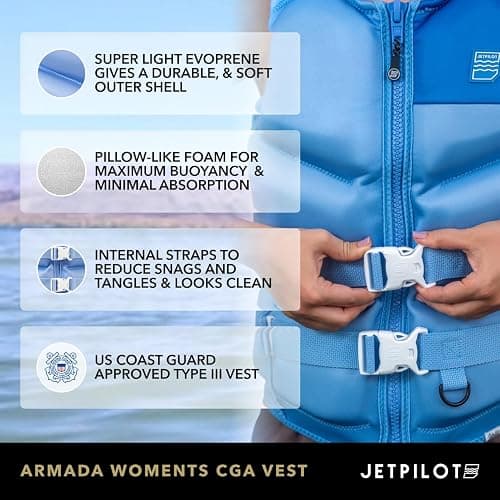 Jetpilot Women’s Armada Evoprene U.S. Coast Guard Approved Life Jacket PFD. 19-Panel Performance Vest for Wakeboarding, Jet Ski & Boating thumbnail 6