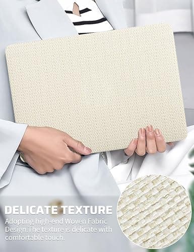 Seorsok Compatible with MacBook Air 13 Inch Case2022 2021 2020 2019 2018 Release A1932 A2179 M1 A2337 Touch ID,Woven Fabric Textured Elegant Leather Plastic Hard Shell Case with Keyboard Cover,Beige thumbnail 2