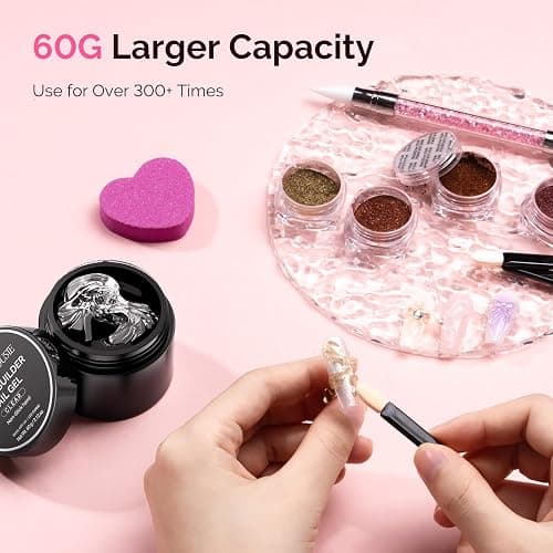 MelodySusie Solid Builder Nail Gel Kit 3D Nail Gels Sculpting Gel for Art Non-Sticky Hand Carving Glue Extension with Sequins Chrome Powder DIY Salon Home 60g thumbnail 3