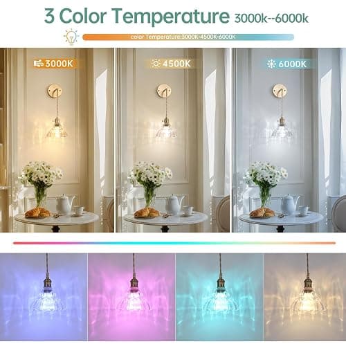 Shenmoyl Vintage Battery Operated wall sconces Set of 2, Wall Lamps with Clear Lily of the Shade Pattern Glass, Adjustable Chain Gold Wall Lights, sconces wall Decor for Stairway Living Room Doorway thumbnail 3