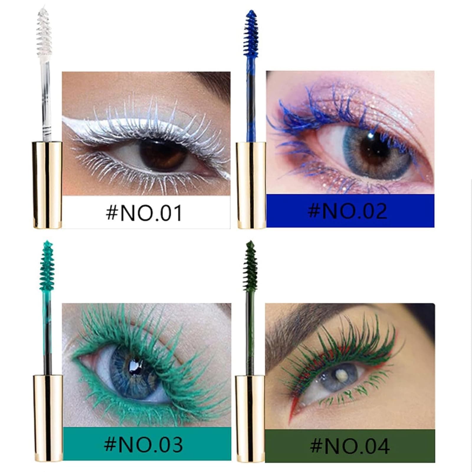 12 Colors Colorful Mascara Set, Blue White Black Rainbow Colourful Long Lasting Wipe Resistant Waterproof Colored 3D Fiber Eyelashes Mascara Volume Eyelashes thumbnail 2