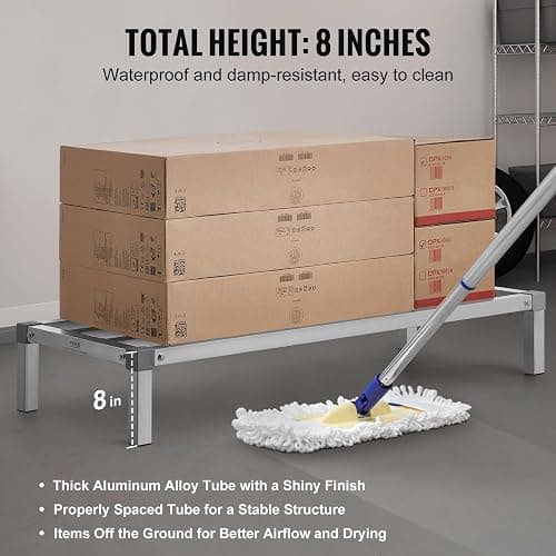 VEVOR Aluminum Dunnage Rack, 48” x 20” Commercial Food Floor Rack, 8” Off the Floor, 1000 lbs Capacity All-Welded Aluminum Storage, for Storage in Restaurants, Kitchens, Garages and Vehicles thumbnail 5