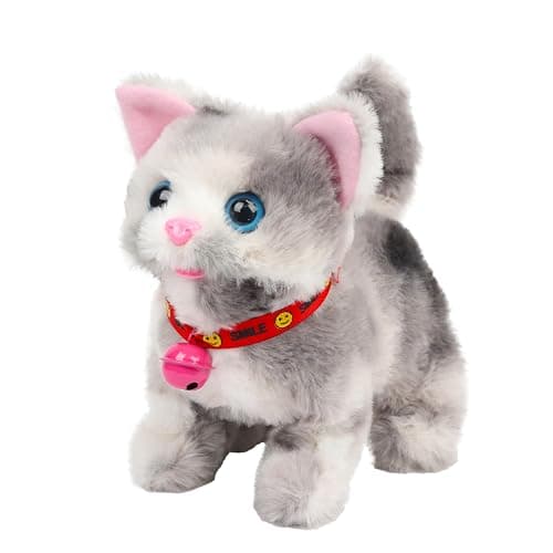 Cuteoy Walking Grey Cat Stuffed Animal Talking Wagging Nodding Educational Plush Kitty Toy Electric Interactive Animated Plushies for Girls Boys Birthday, 7" - Image 1