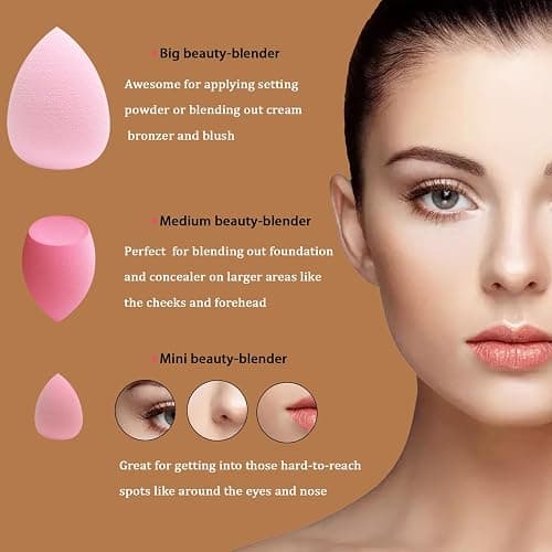 GFOUNS 21 pcs Beauty blender Makeup Sponge Bulk:Blender Sponges 21 Pcs for Liquid, Cream, and Powder, Multi-colored Pink make up sponges for foundation thumbnail 7