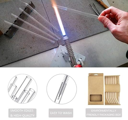 DAMCONME Glass Straws 6 Pack,Reusable Clear Drinking Straws Set-6 Bent Straw, with 1 Cleaning Brush, Reusable Straws for Glass Cups, Iced Coffee Cups with Lids,Smoothie Cup thumbnail 8