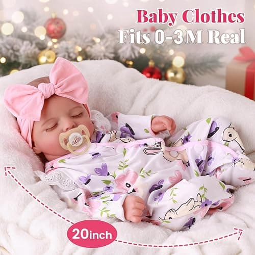 BABESIDE Lifelike Reborn Baby Dolls Girl - 20 Inch Realistic Newborn Baby Dolls with Poseable Body, Real Life Baby Dolls with Accessories for 3+ Year Old Girls Gifts, Pretend Play, Collection thumbnail 4