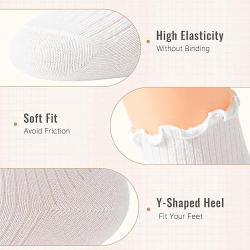 Iridipity 6 Pairs Ruffle Socks Woman Cute Frilly Ankle Socks for women girls thumbnail 4