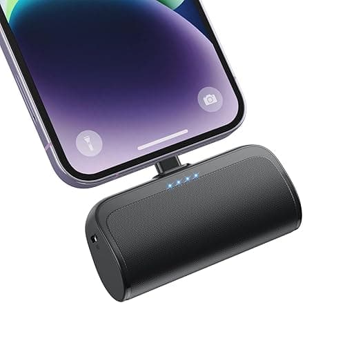 Mini Portable Charger Power Bank for iPhone,5200mAh Portable Phone Charger, Ultra-Compact PD Fast Charging Battery Pack Compatible with iPhone 14/14 Plus/Pro Max/13/12/12 Mini/11/XS/XR/X/8/7/6/6s - A-A--Black