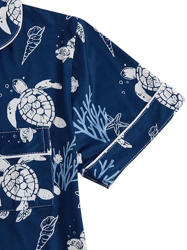 WDIRARA Women's 2 Piece Sea Turtle Graphic Pajama Set Shorts Loungewear | Sea Beach Print,Whale Shark,Button Down,Pjs Sets,Short Sleeve,Summer thumbnail 4