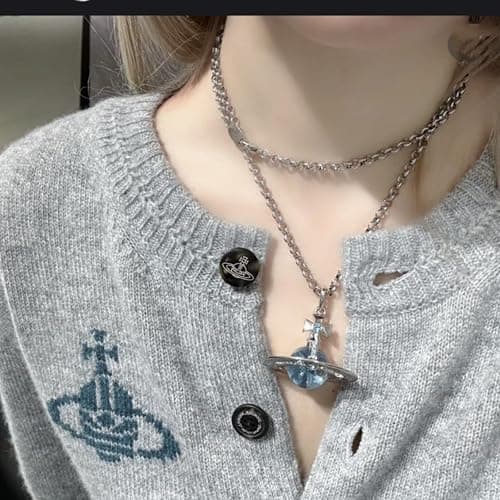 HXLIANG Three-Dimensional Star Necklace - 71-80cm Glacier Blue Titanium Senior Electroplating thumbnail 2