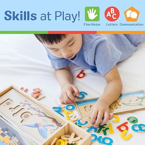 Melissa & Doug See & Spell Wooden Educational Toy with 8 Double-Sided Spelling Boards and 64 Letters Preschool Learning Activities, See & Spell Learning Toys for Kids Ages 4+ | 73 Pieces, 8 Double-Sided Spelling Boards, 64 Wooden Letters, Educational Toy, Preschool Learning Toys for Kids, Ages 3+ thumbnail 5