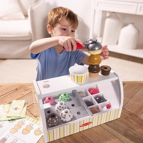 Melissa & Doug Wooden Ice Cream Toy Shop | Role Play Set for Kids | Age 3+ thumbnail 5