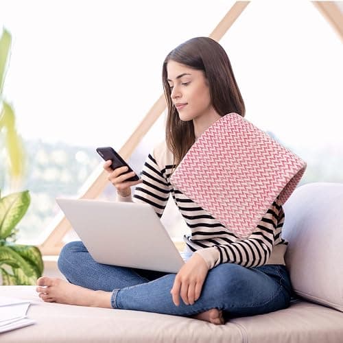 GOQOTOMO Fast-Heating Electric Heating Pad for Back/Waist/Abdomen/Shoulder/Neck Pain and Cramps Relief - 12 Heat Levels, 8 Timers with Countdown, Stay on, Machine Washable-PW01(Pink) thumbnail 8