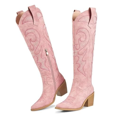 wetkiss Cowboy Boots for Women Knee High, Cowgirl Boots Women Rhinestone Comfort Fashion Tall Sparkling Western Boots Boots for Women thumbnail 2