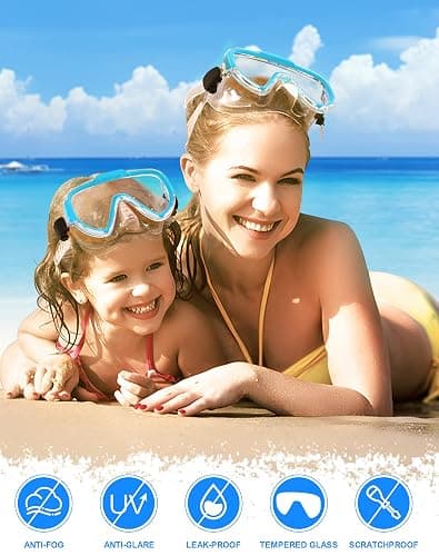Norabidea Swim Goggles Adult Kids, Anti Fog Swimming Goggles with Nose Cover,No Leaking Clear Snorkel Dive Mask 180 Wide View Men Women Youth Boys Girls thumbnail 5