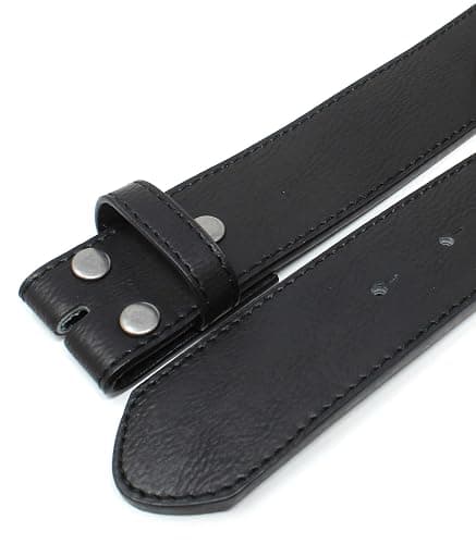 Leather Belt Strap with Vintage Distressed Texture 1.5" Wide with Snaps and without Buckle thumbnail 2