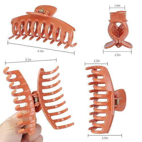 12 Pack Hair Claw Clips Large 4.3 Inch Hair Clips Stylish Barrettes in 12 Colors for Women thumbnail 2