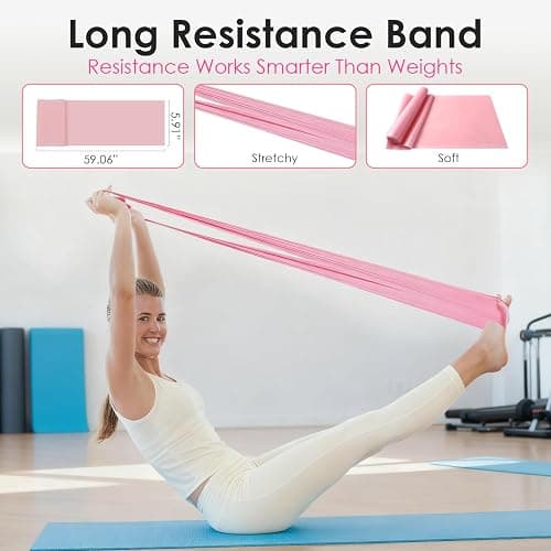 16 PCS Pink Pilates Ring and Ball Set for Women with 15" Magic Circle, Home Pilates Equipment Kit with Adjustable 1LB Ankle Wrist Weight, Resistance Band, Gliding Discs, Pilates Essentials Accessories thumbnail 7