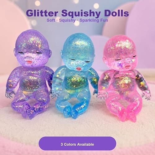 Baby Squishy Oversized Glossy Sparkling Soft Rubber Stress Relief Toy Blue | Teenagers Adults Party Gift Soft Toy to Relieve Anxiety Cute Malt Sugar thumbnail 4