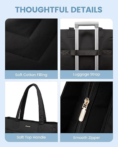 LOVEVOOK Tote Bag for Women, Puffer Work Travel Handbag with Zipper for Teacher Nurse, Quilted Cute Laptop Shoulder Gym Bag thumbnail 6