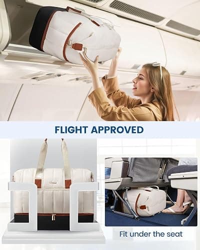 LOVEVOOK Travel Duffle Bag,Puffer Weekender Bags For Women with Shoe Compartment,42L Carry On Duffel Bags For Airplanes,Hospital Bag for Labor and Delivery,Overnight Bag,2Pcs Set thumbnail 6