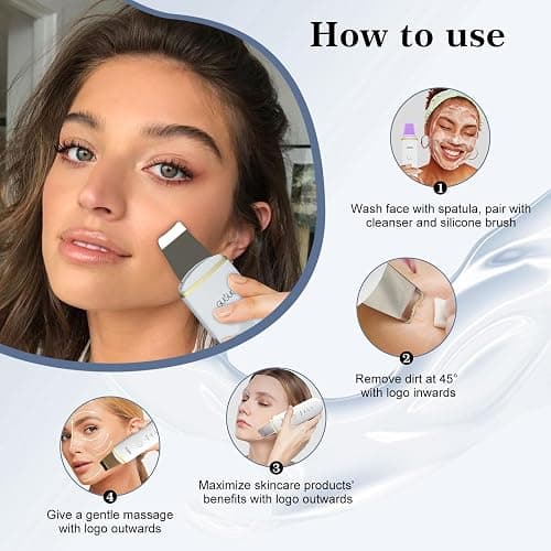 GUGUG Skin Scrubber Face Spatula Skin Spatula Pore Cleaner Blackhead Remover Tools for Facial Deep Cleansing-4 Modes -White thumbnail 5