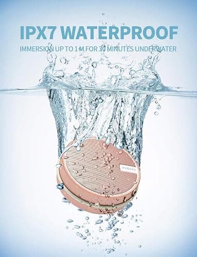 INSMY C12 IPX7 Waterproof Shower Bluetooth Speaker, Portable Small Speaker, Speakers Bluetooth Wireless Loud Clear Sound Support TF Card Suction Cup for Outdoor Kayak Canoe Beach Gift (Cashmere Pink) thumbnail 2