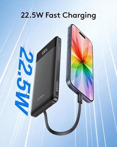 Orfeika Fast Charging Portable Charger Power Bank with Built-in 4 Cables | 10000mAh|Ultra-Slim&Light|Flight-Safe|Power 6 Devices at Once|22.5W|Battery Pack For iPhone,Samsung,Google|Travel Essentials thumbnail 2