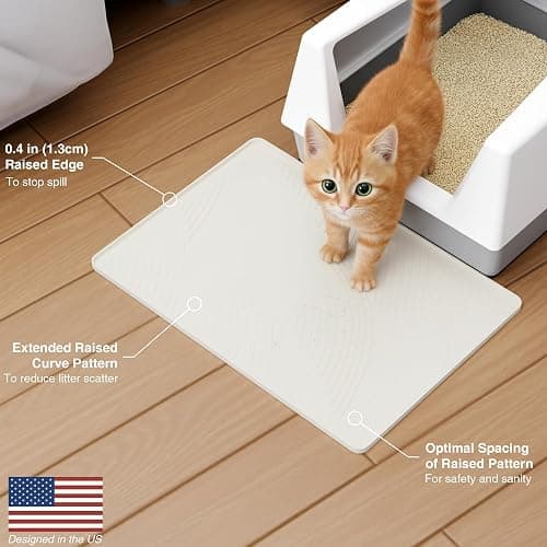 BANLYEO SM Cat Litter Mat - 24x17 in, Water Proof, US Designed Kitty Litter Trapping Mat, Easy to Clean, Scatter Control, Odorless, Less Mess and Clean Floors, Pet Supplies for Indoor Cats, Warm Beige thumbnail 2