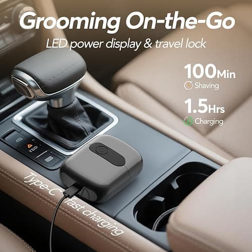 Foil Shaver for Men - Mini Electric Razor with 3 Floating Blades, Smart LED Display, Traver Lock, IPX7 Waterproof Wet/Dry Shaving for Face & Beard, USB-C Fast Chage for Travel Home thumbnail 4