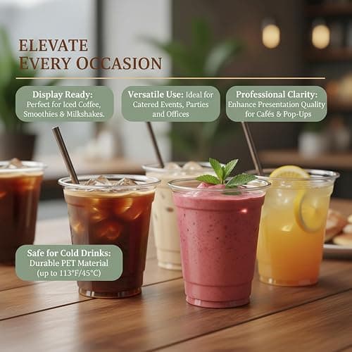Voatree 110 Pack 16 oz Disposable Clear Plastic Cups with Lids and Straws | To Go,BPA-Free,Heavy Duty,Leak-Resistant,for Iced Coffee,Cold Drink,Smoothie,Matcha,Juice,Dirty Soda,Party,Medium Size,Bulk thumbnail 7