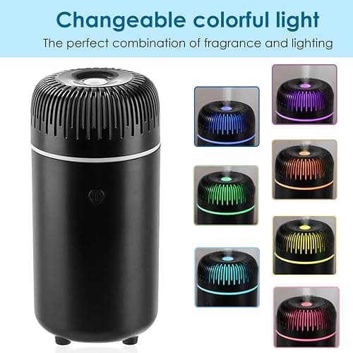 Car Diffuser Humidifier USB Aromatherapy Essential Oil Air Freshener USB Cool Mist Mini Portable Diffuser for Car Home Office Bedroom (Black) thumbnail 3