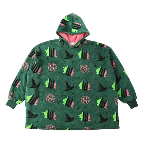 Bioworld Wicked Part 1 Witch & Glinda Seal All-Over Print Adult Green Long Sleeve Comfy Hooded Blanket thumbnail 7