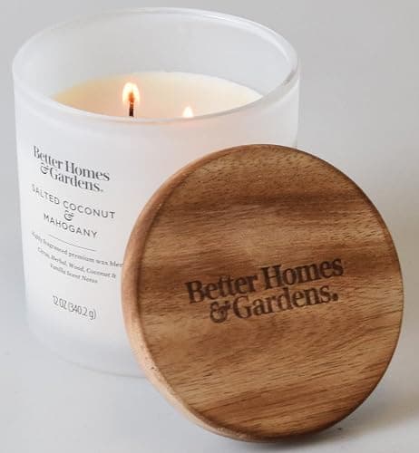 BetterHomes&Gardens 12oz Scented Candle, Salted Coconut & Mahogany 2-Pack, Cream, 35524 thumbnail 5