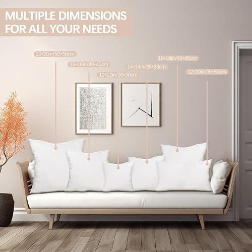 Throw Pillows Insert Set of 2, White 12x20 in Pillow Inserts with 100% Cotton Cover,Bed and Couch Decorative Stuffer Pillows,Indoor Pillows for Sofa thumbnail 4