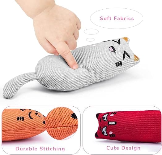 Legendog 5Pcs Bite Resistant Catnip Toy for Cats,Catnip Filled Cartoon Mice Cat Teething Chew Toy thumbnail 6
