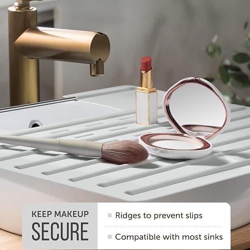Maplefield Bathroom Sink Cover for Counter Space, Heat Resistant Silicone Sink Mat for Your Beauty Routine, Small Bathroom Space Saver Sink Cover for Makeup (Gray Large, 22 x 2 x 2 Inches) thumbnail 5