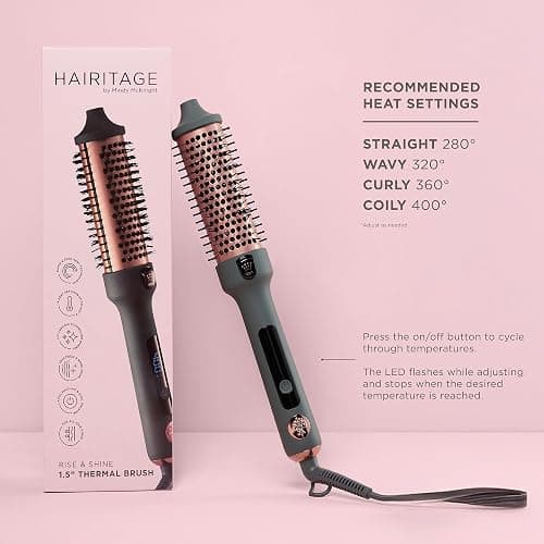 Hairitage Heated Curl Brush - 1.5 Inch Thermal Round Brush for Smooth & Frizz-Free Hair -10 Minute Blowout -Effortless Curls - Refresh Your Look - Ceramic Tourmaline Ion Technology - Up to 400 Degrees thumbnail 7